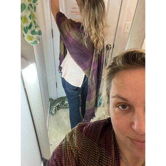 COPY - ❤️🧣BEAUTIFUL DESIGNER SCARF🧣❤️INFINITY LONG EUC GIFT Purple Plaid Print - Picture 7 of 9